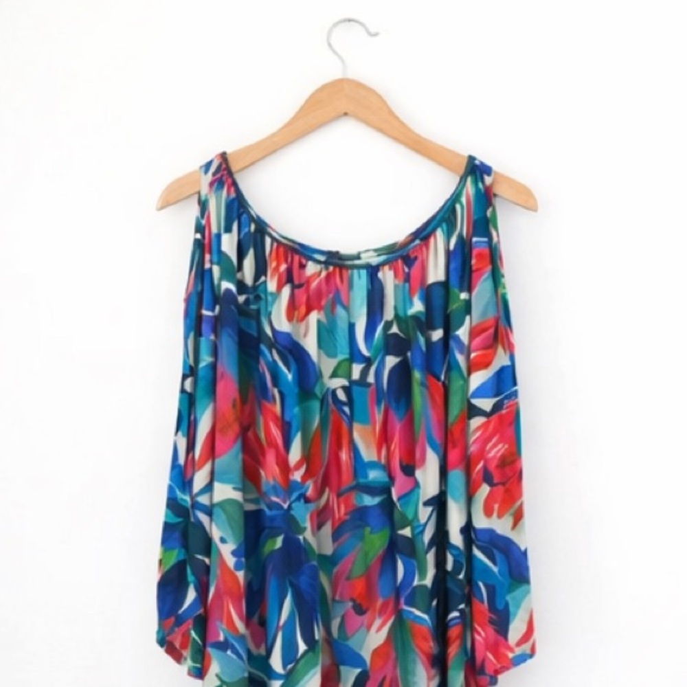 Karen Kane Floral Cold-Shoulder Dress – Size Medium – Vibrant Multicolor